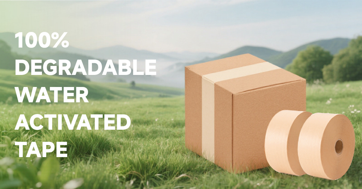 Cinta activada por agua 100 % biodegradable