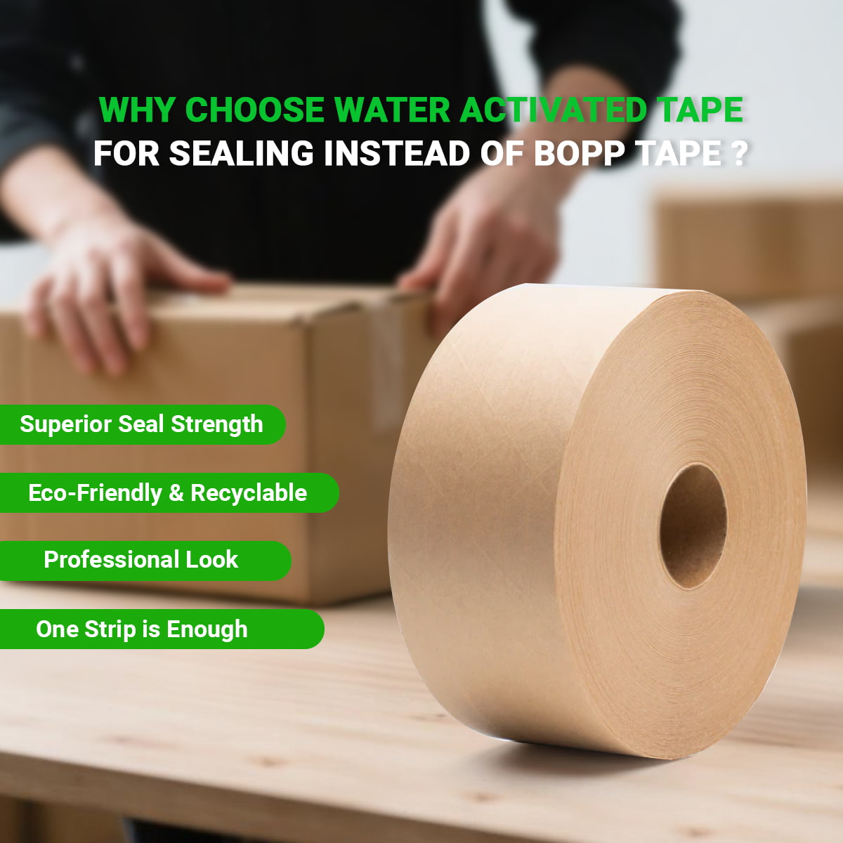 ¿Por qué cada vez más empresas cambian a cinta activada por agua (WAT) en lugar de cinta BOPP para sellar cajas de cartón?